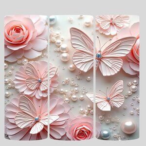 Pink 3D Butterflies and Flowers 20 oz Tumbler